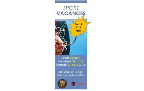 Stage &quot;SPORT VACANCES&quot; du 25 au 27 août 2016