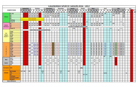 Planning des rencontres 2016/2017 